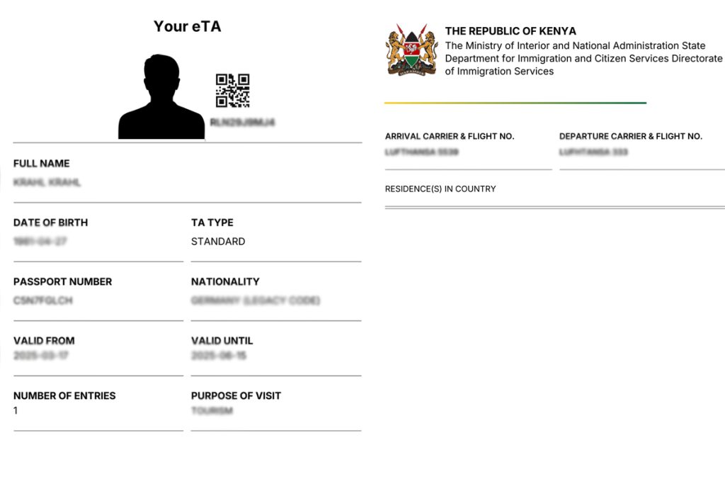 Kenyan eTA Visa